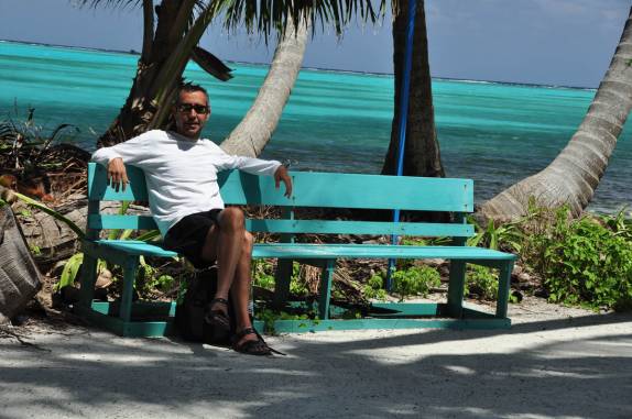 Momento de descanso em Half Moon Caye, perto do Blue Hole, na grande barreira de corais, em Belize